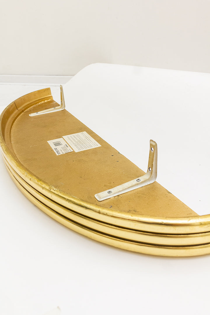 Vintage spiegel en planchet waaiervormig Art Deco met vergulde omlijsting
