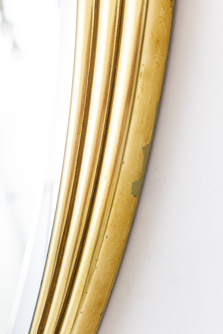 Vintage spiegel en planchet waaiervormig Art Deco met vergulde omlijsting