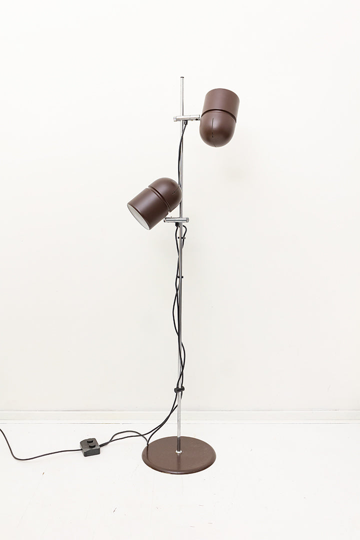 Vintage staande OMI lamp met dubbele bruine spots jaren 70