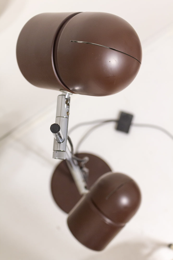 Vintage staande OMI lamp met dubbele bruine spots jaren 70
