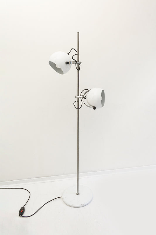 Vintage staande bollenlamp met twee witte bollen