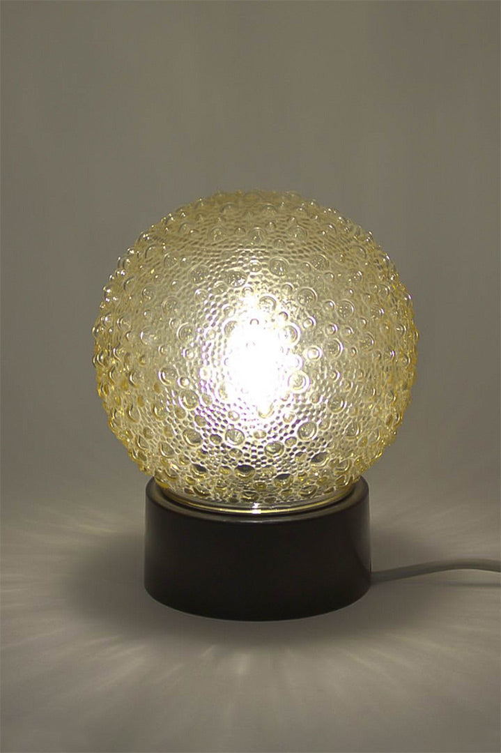 Vintage tafellamp getint glas met bubbels