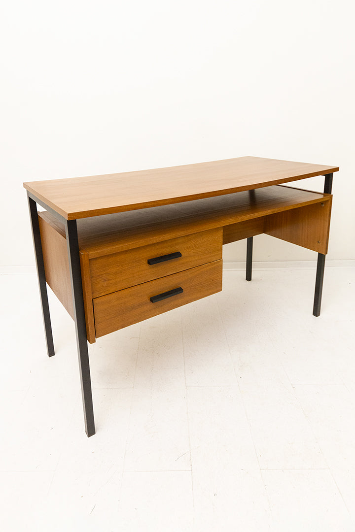 Vintage teakhouten bureau Arnhem met boekenkast