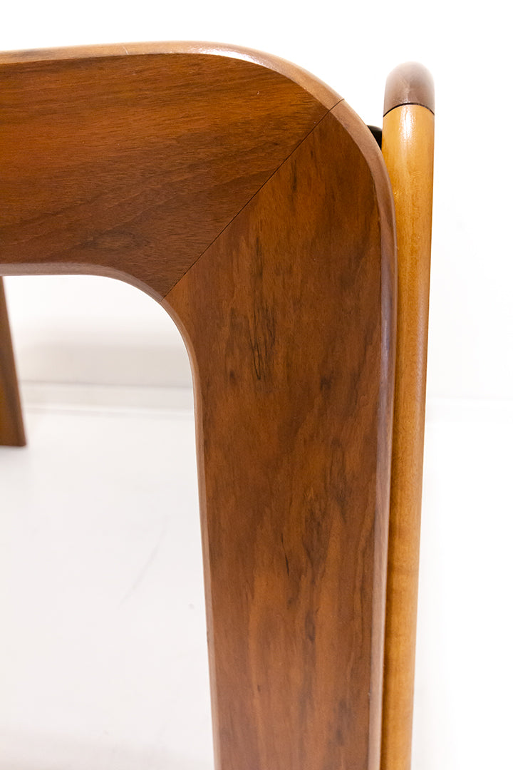 Vintage teakhouten salontafel met blad van rookglas Scandinavisch design