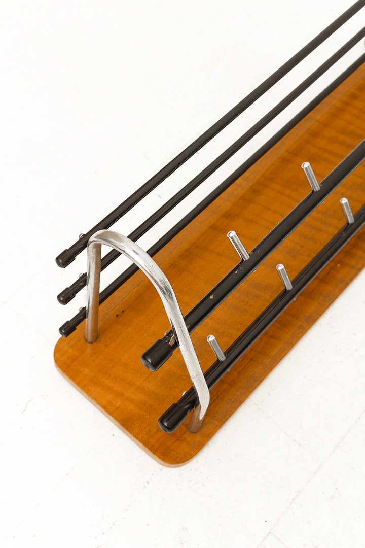Vintage teakhouten wandkapstok met hoedenplank jaren 60