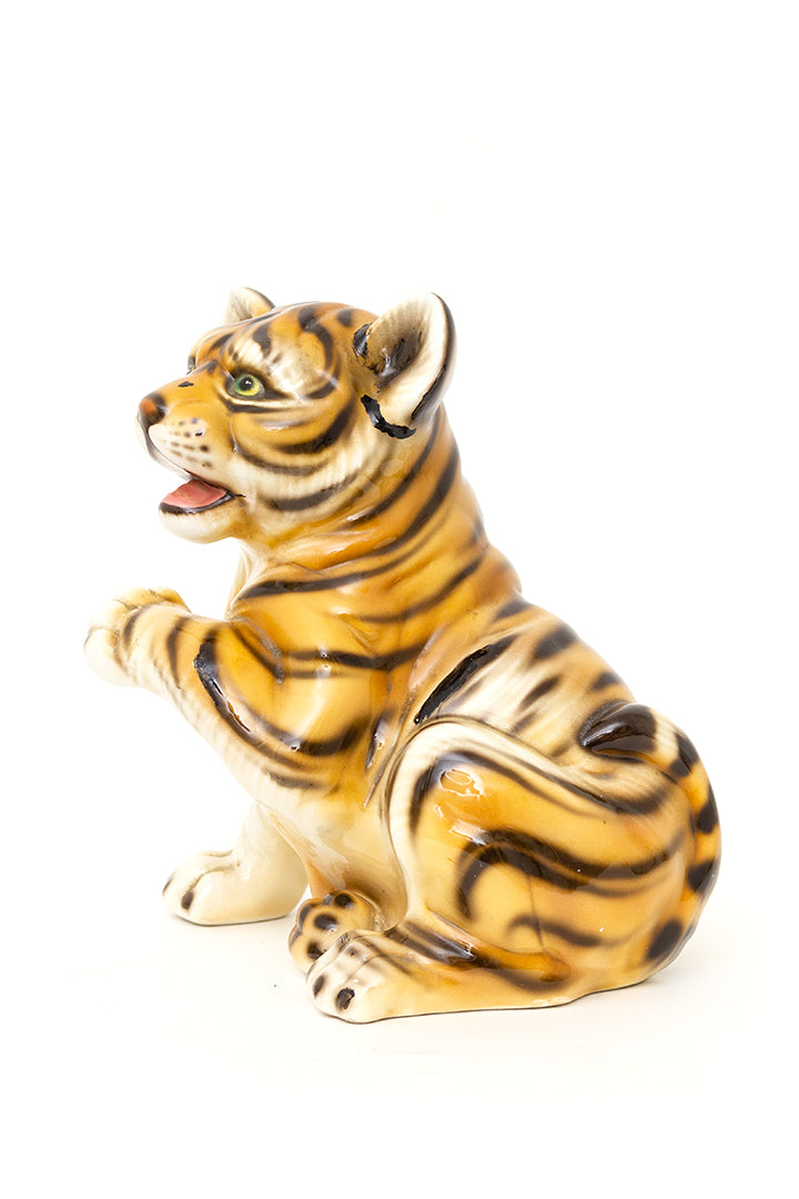 Vintage tijger welp van keramiek Hollywood-Regency stijl Italië