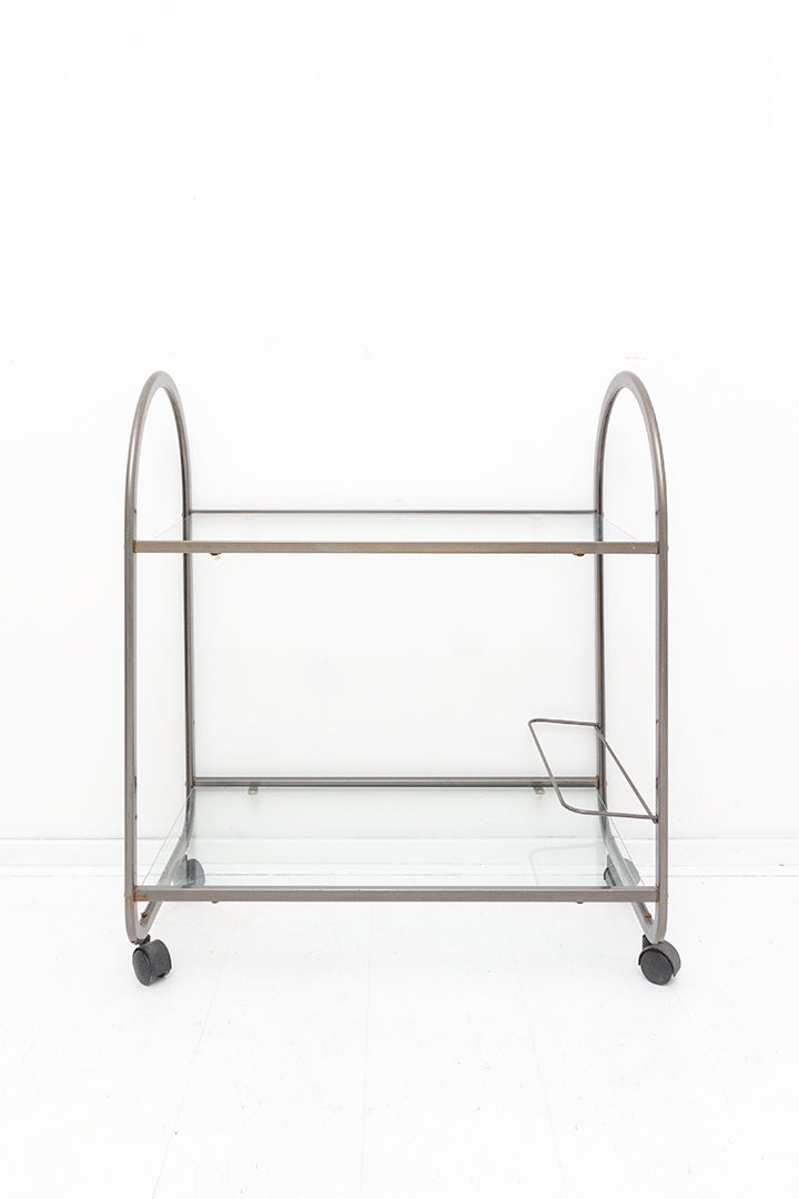 Vintage trolley van metaal met glasplaten