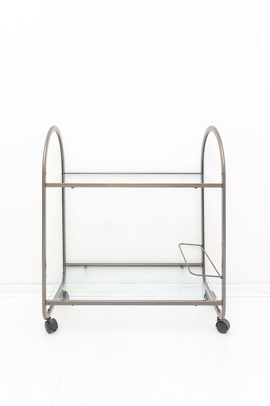 Vintage trolley van metaal met glasplaten