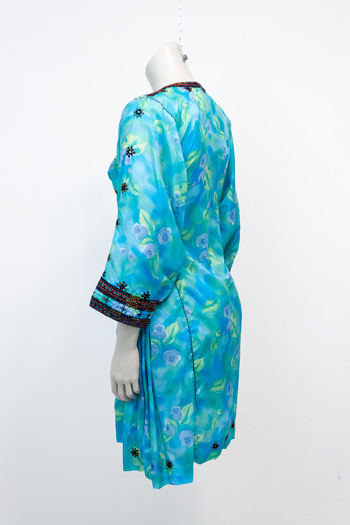 Vintage turkooizen Beloutch jurk met borduursels