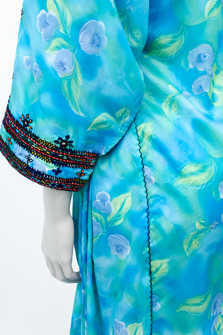 Vintage turkooizen Beloutch jurk met borduursels