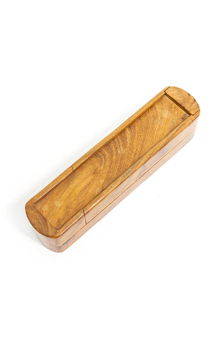Vintage uitschuifbaar pennenbakje van hout