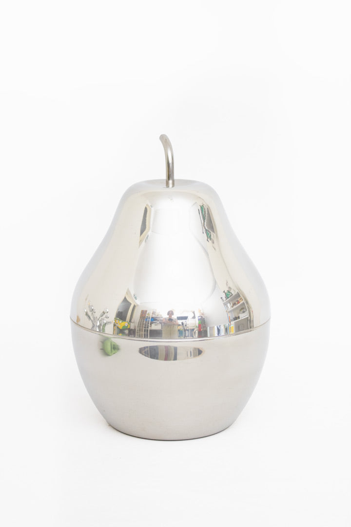 Vintage verchroomde peer pot met deksel