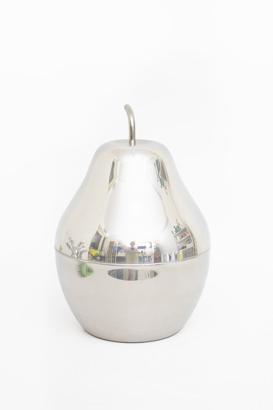 Vintage verchroomde peer pot met deksel
