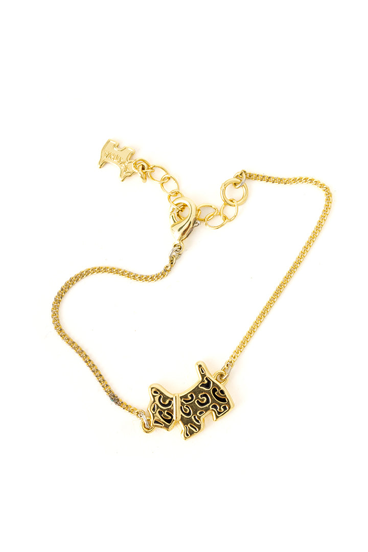 Vintage vergulde schakelarmband met hondje Agatha Paris