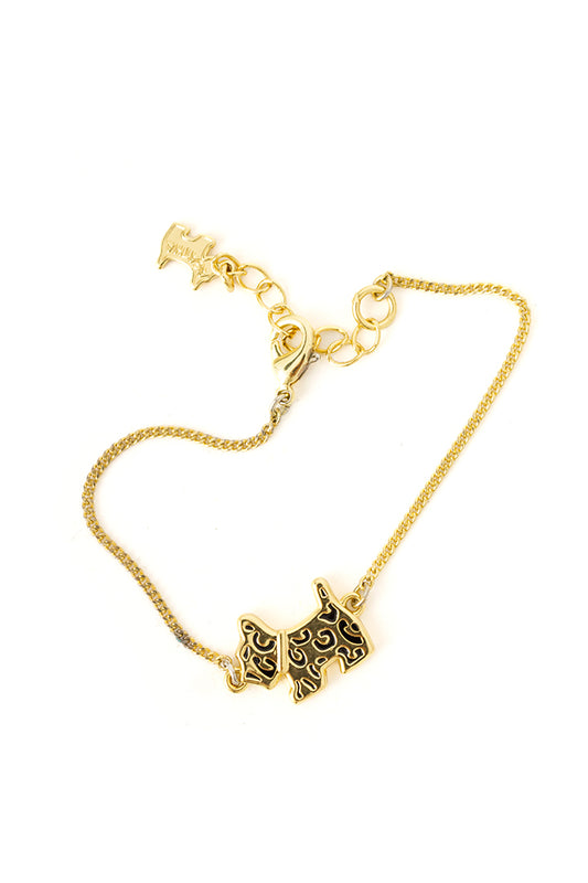 Vintage vergulde schakelarmband met hondje Agatha Paris