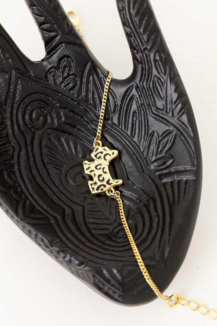 Vintage vergulde schakelarmband met hondje Agatha Paris