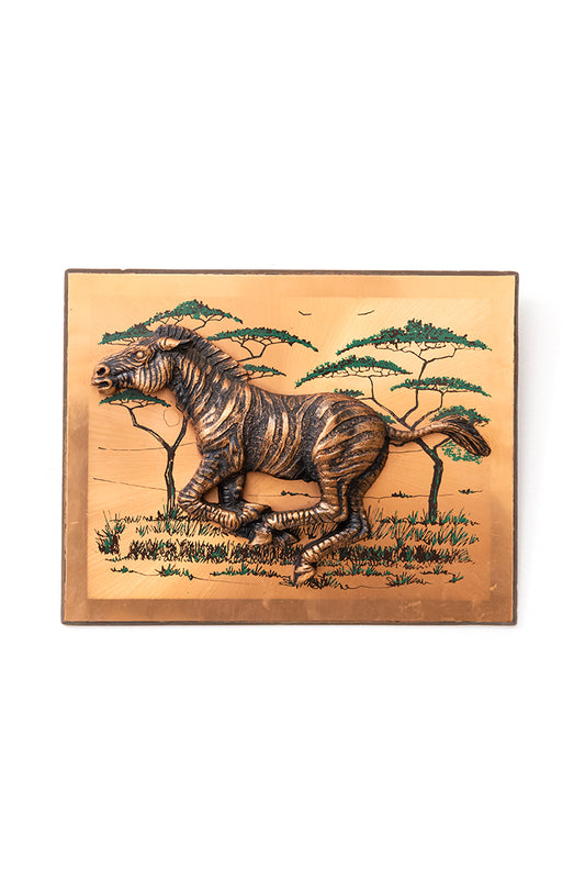 Vintage wanddecoratie met zebra in 3D