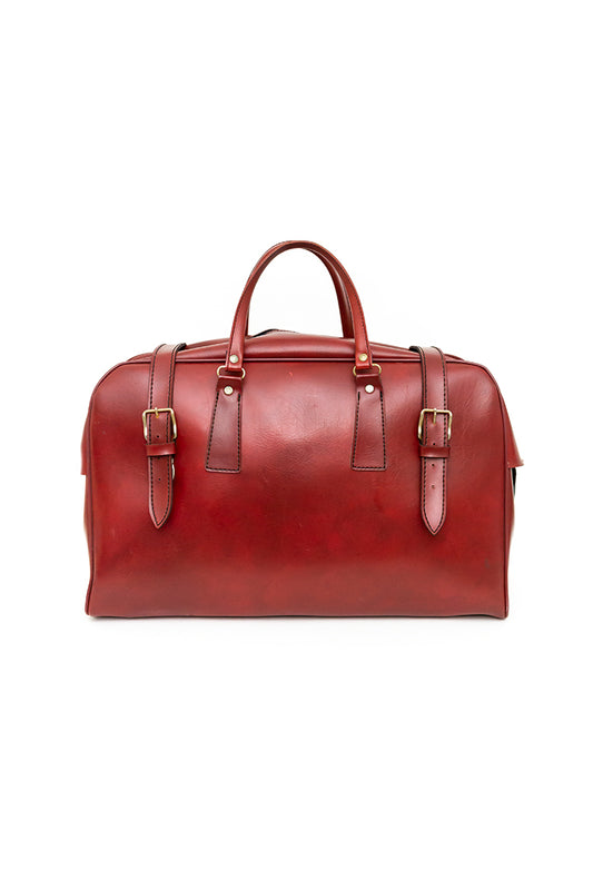 Vintage weekendtas van rood skai-leer