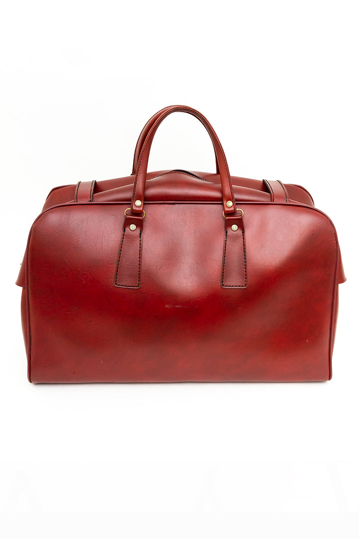 Vintage weekendtas van rood skai-leer