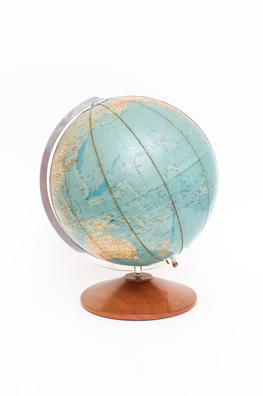 Vintage wereldbol TL Globe 1959 met houten voet