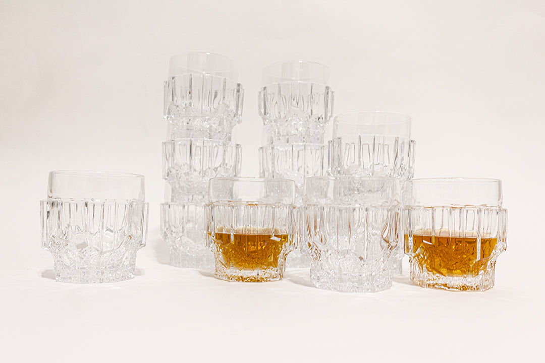 Vintage whiskey glazen van kristal - set van 12