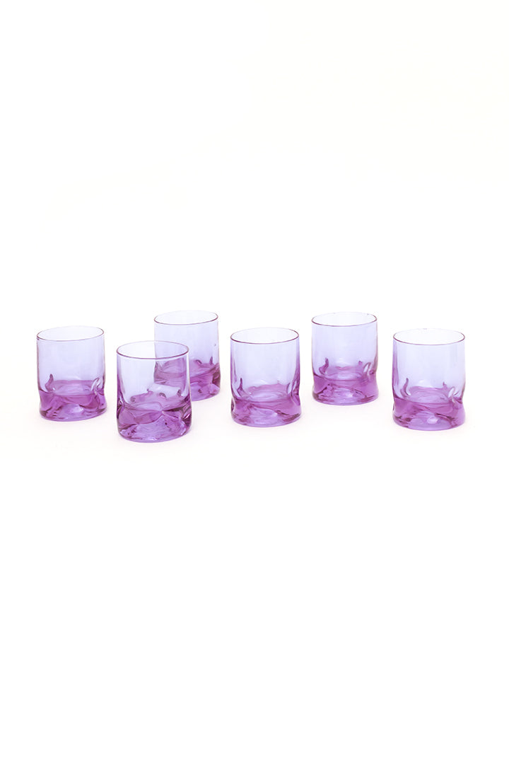 Vintage whiskyglazen lila - set van 6