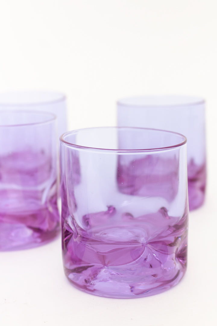 Vintage whiskyglazen lila - set van 6
