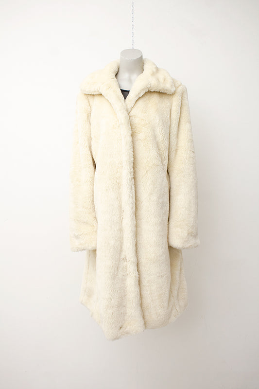 Vintage witte jas van imitatiebont met opstaande kraag