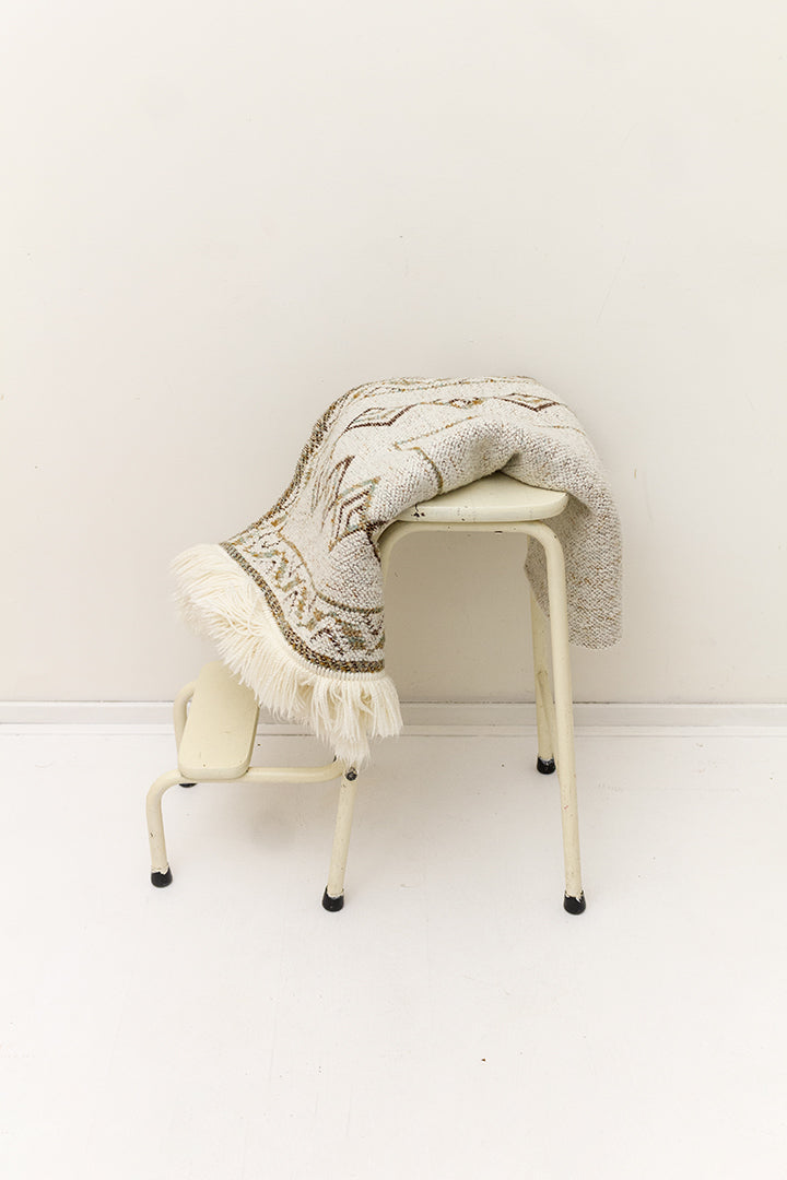 Vintage wollen deken geweven beige/bruin