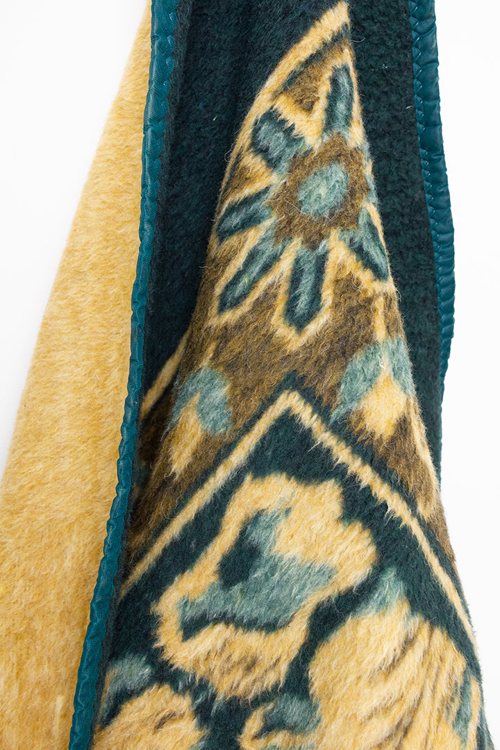 Vintage wollen deken met tijgers donkergroen/bruin/beige