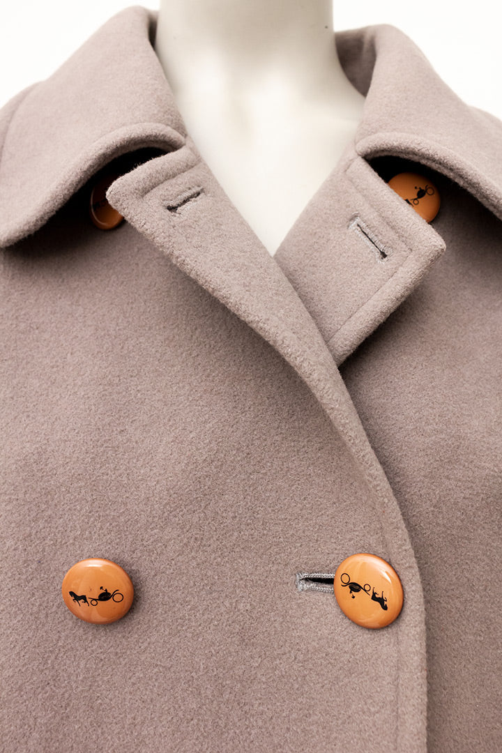 Vintage wollen jas beige met bijzondere knopen Weill Paris