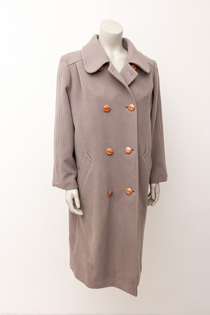 Vintage wollen jas beige met bijzondere knopen Weill Paris