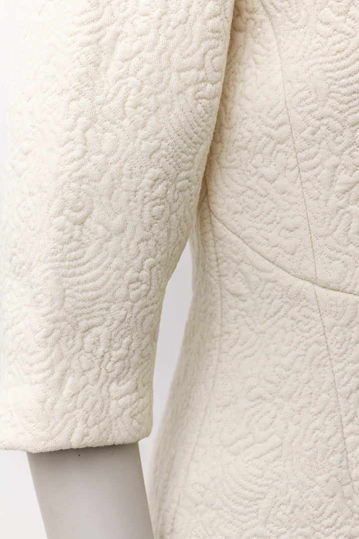 Vintage wollen jurk crèmekleurig met swirl-patroon