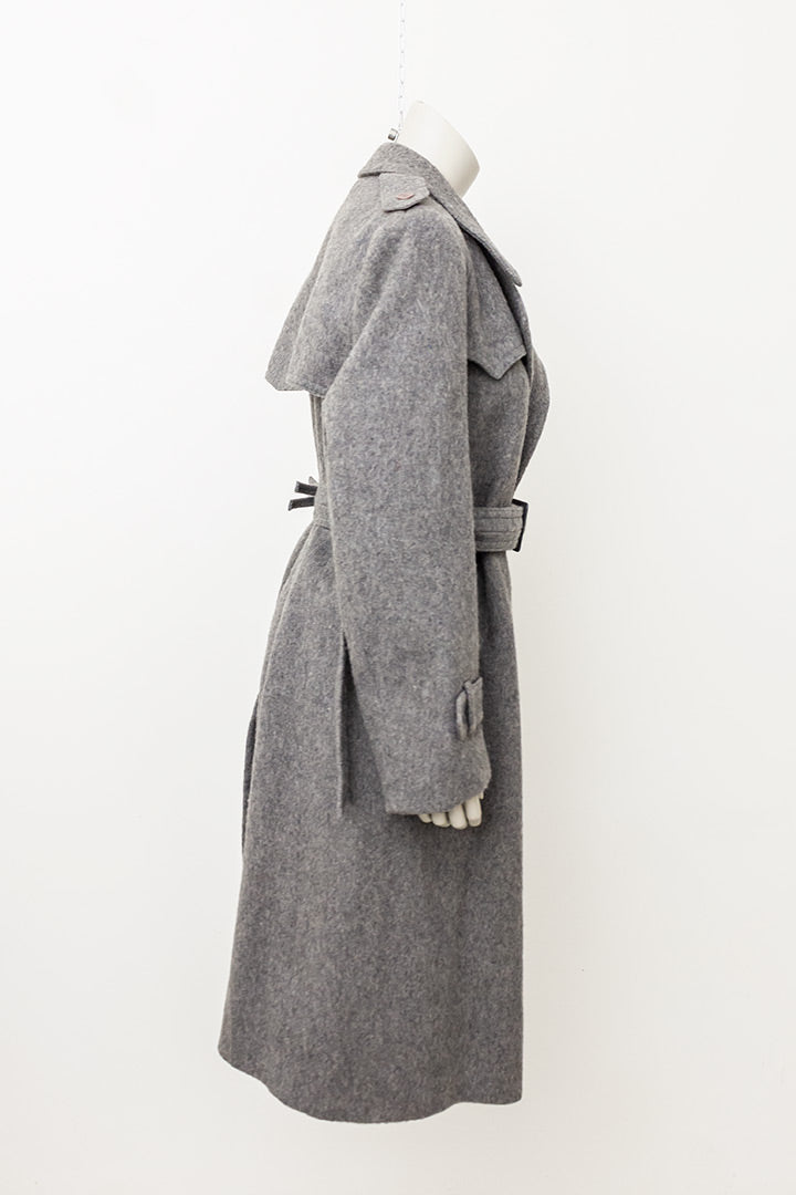Vintage wollen trenchcoat grijs met ceintuur Loden Salzburg