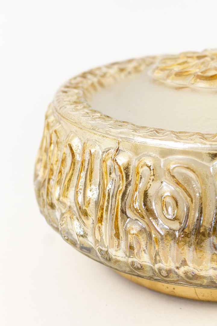 Vintage zalmroze glazen plafonnière met organische swirls