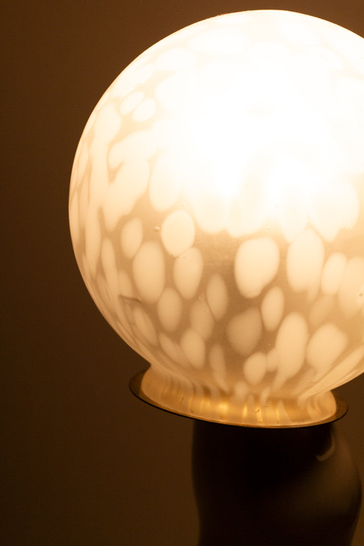 Vintage zeehond lamp met glazen gestipte bal jaren 90