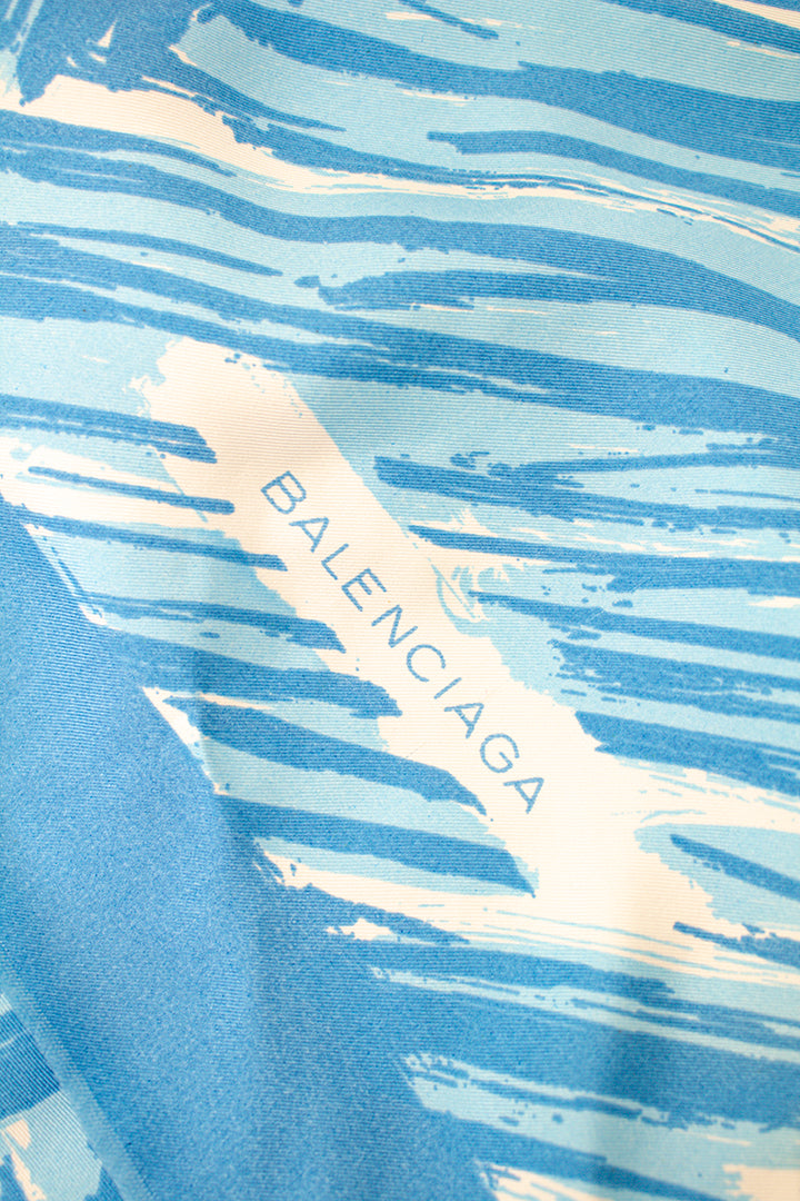 Vintage zijden sjaal lichtblauw Balenciaga