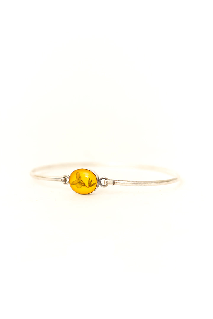 Vintage zilveren armband met droogbloem