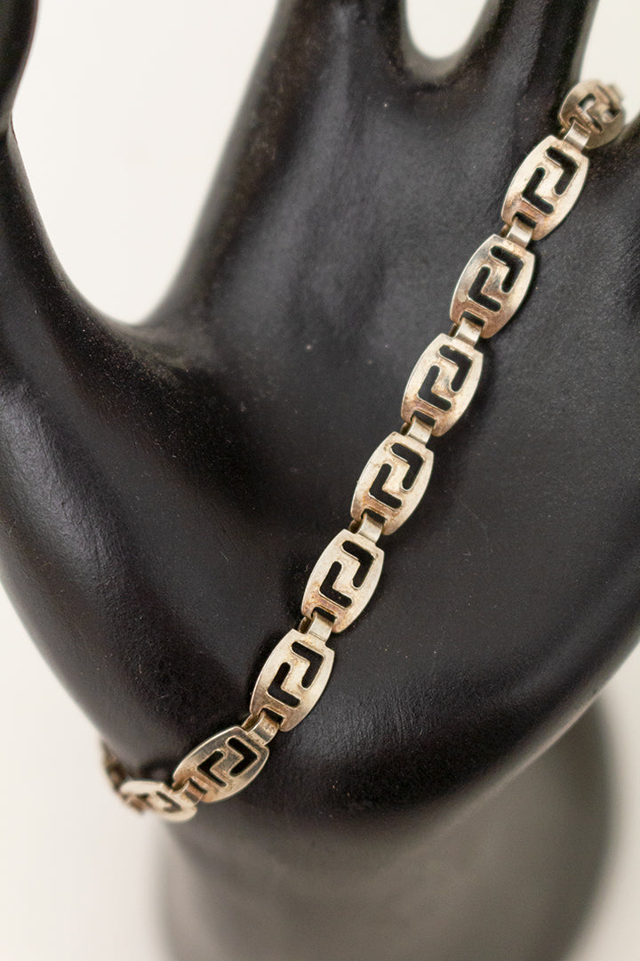 Vintage zilveren armband met opengewerkte schakels