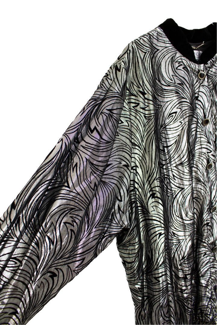 Vintage zilverkleurige Givenchy en Plus jasje velours flockprint