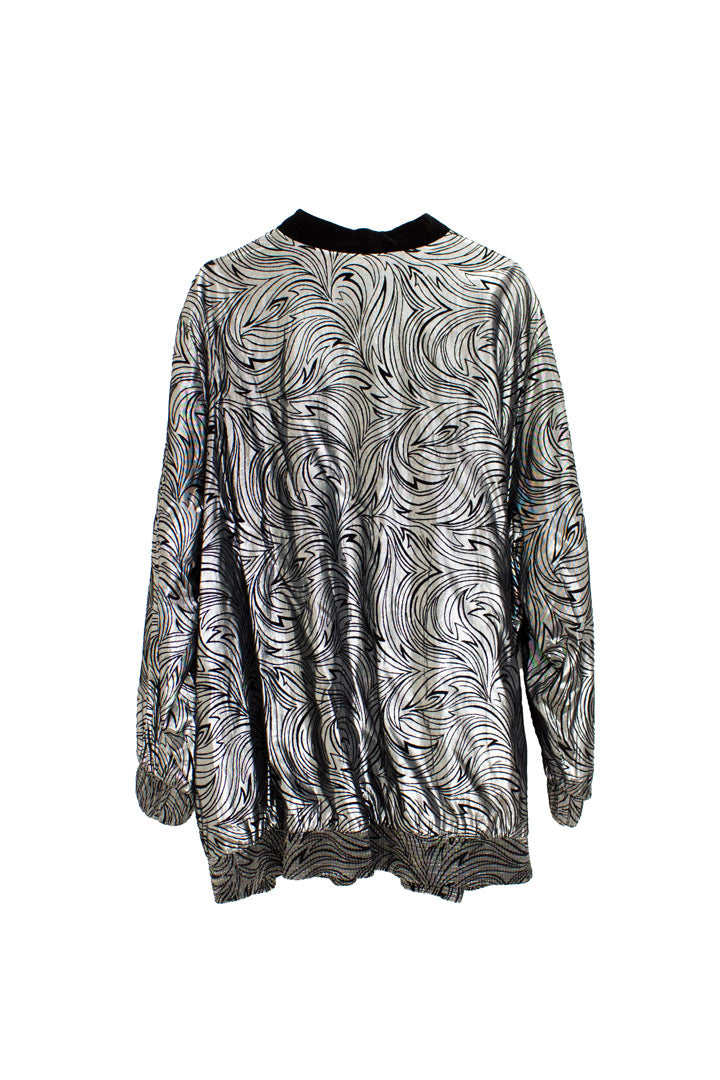 Vintage zilverkleurige Givenchy en Plus jasje velours flockprint