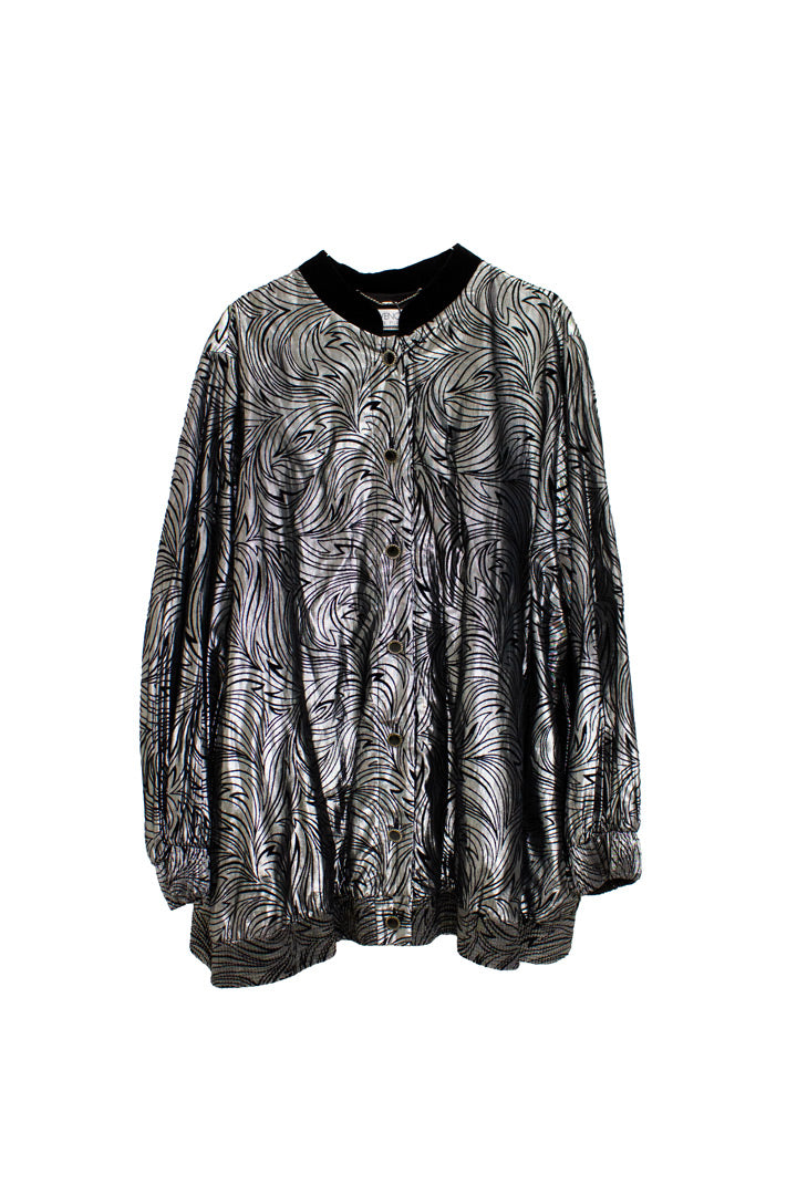 Vintage zilverkleurige Givenchy en Plus jasje velours flockprint