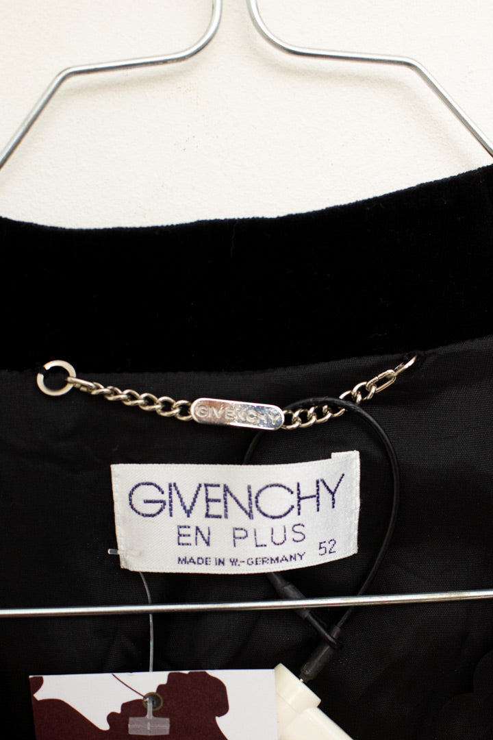 Vintage zilverkleurige Givenchy en Plus jasje velours flockprint