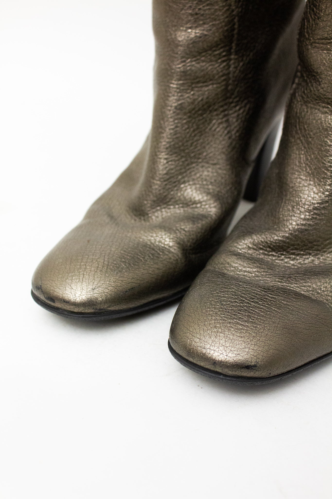 Vintage zilverkleurige leren Tod’s laarzen met hak