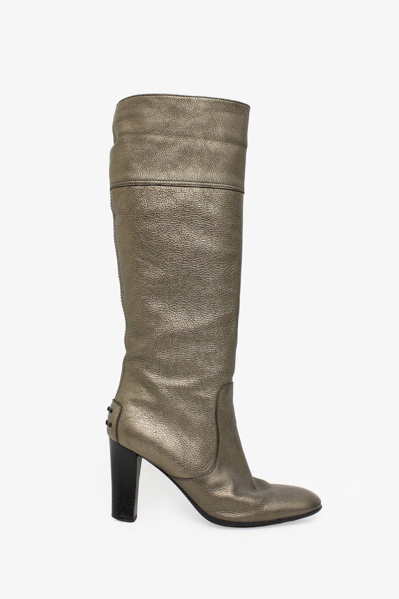 Vintage zilverkleurige leren Tod’s laarzen met hak