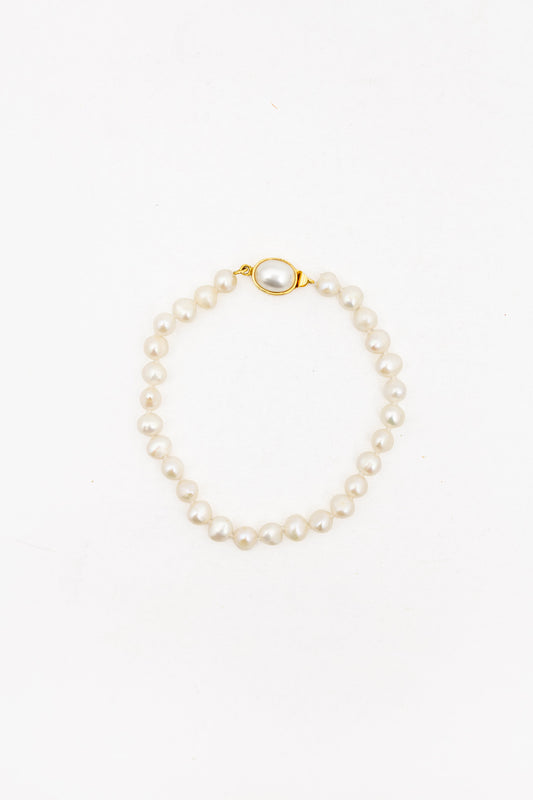 Vintage zoetwater parel armband met goudkleurige sluiting