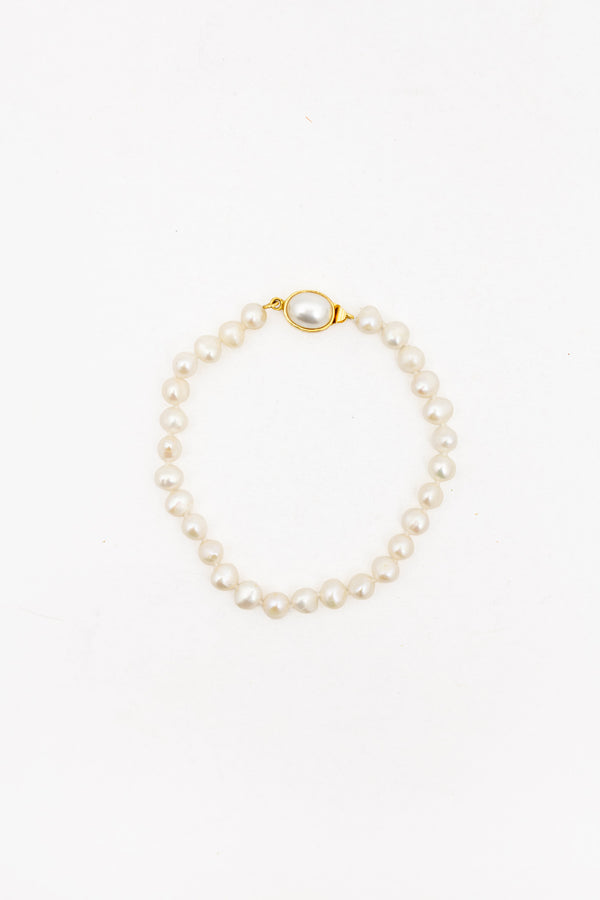 Vintage zoetwater parel armband met goudkleurige sluiting