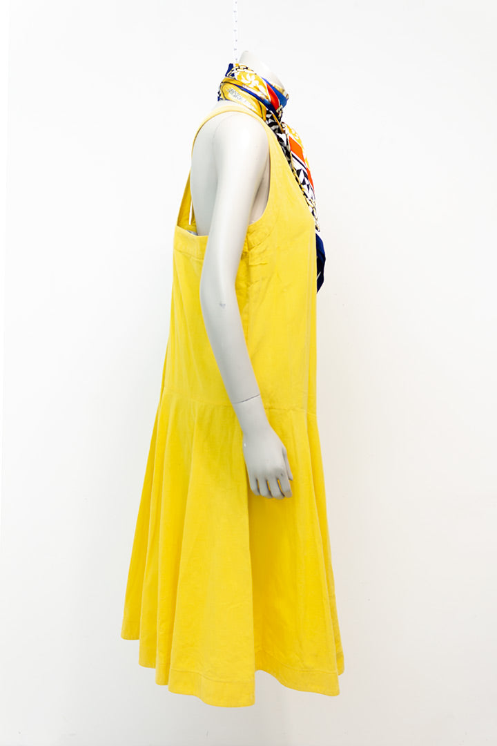 Vintage zomerjurk van geel katoen Pierre Cardin