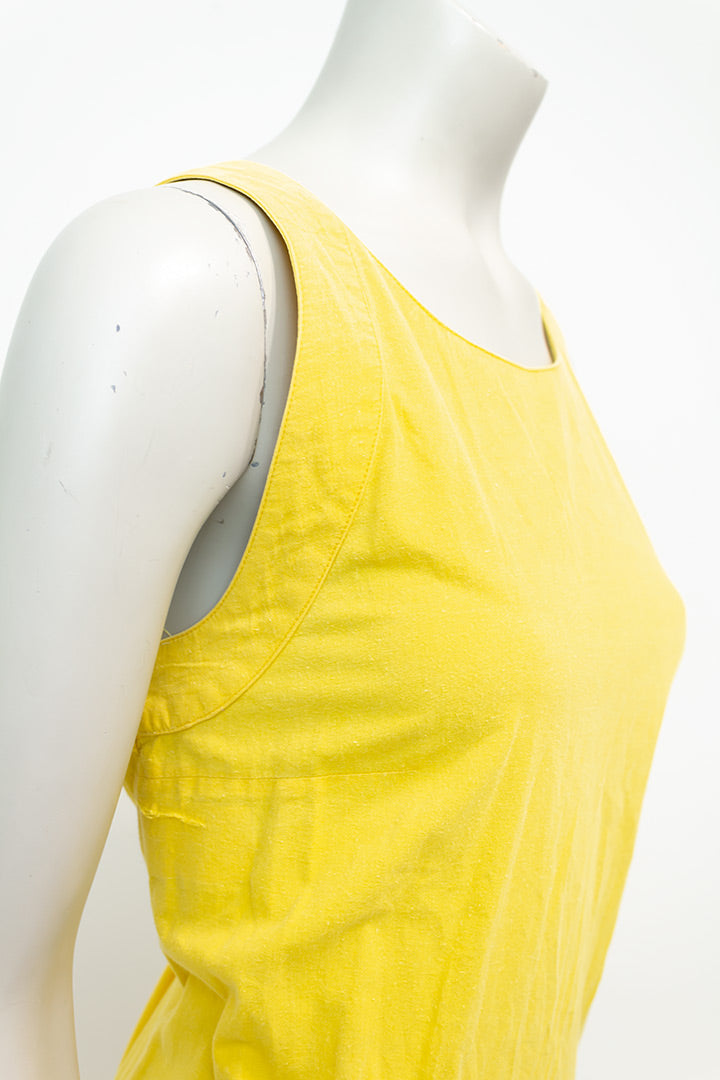 Vintage zomerjurk van geel katoen Pierre Cardin