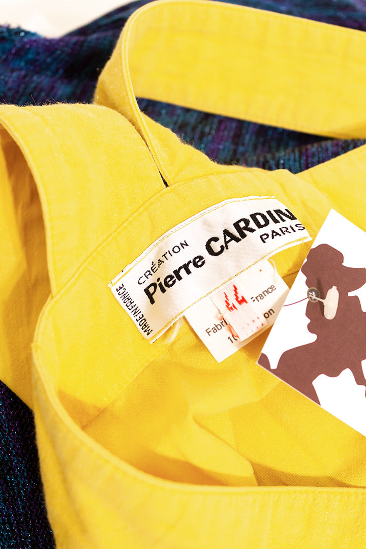 Vintage zomerjurk van geel katoen Pierre Cardin